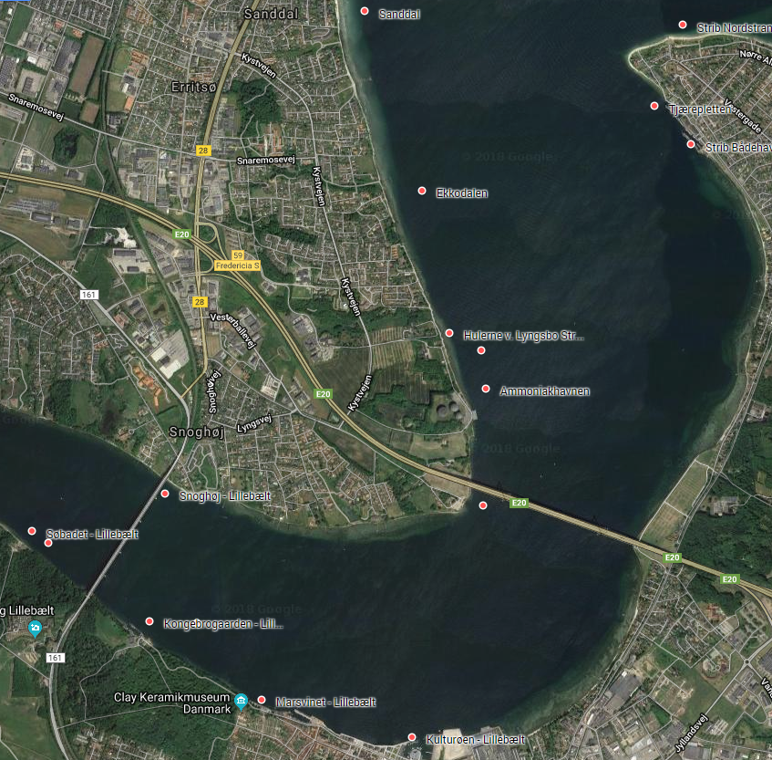 Billede af De populære dykkerspots i Snævringen i Lillebælt